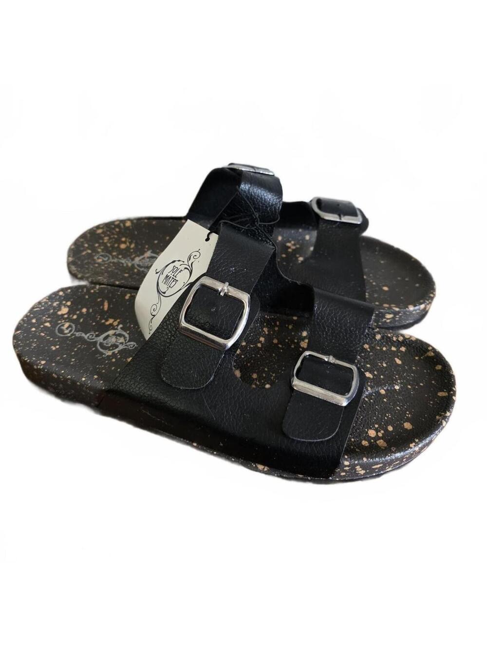 Sole Mates Black Buckle Slides Sandals Womens 7 Comfortable - Picture 2 of 12